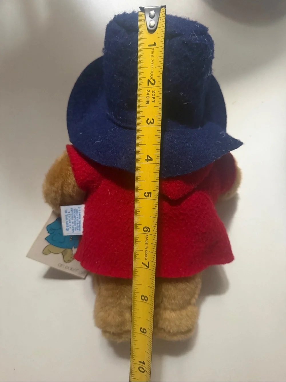Classic Paddington-Style Plush Bear in Red Coat and Navy Hat